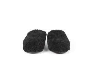 AMINA MUADDI BLACK SHEARLING PLATFORM SLIPPERS EU 38.5 UK 5.5 US 8.5