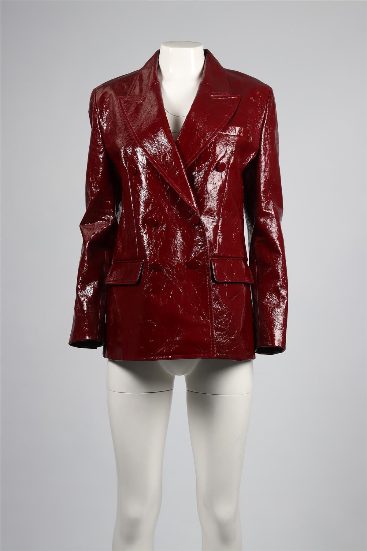 GUCCI RED 2024 PATENT LEATHER BLAZER IT 44 UK 12
