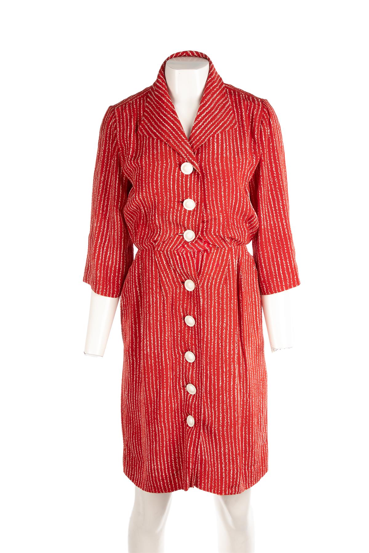 YVES SAINT LAURENT RED VINTAGE CREPE MINI DRESS FR 34 UK 6