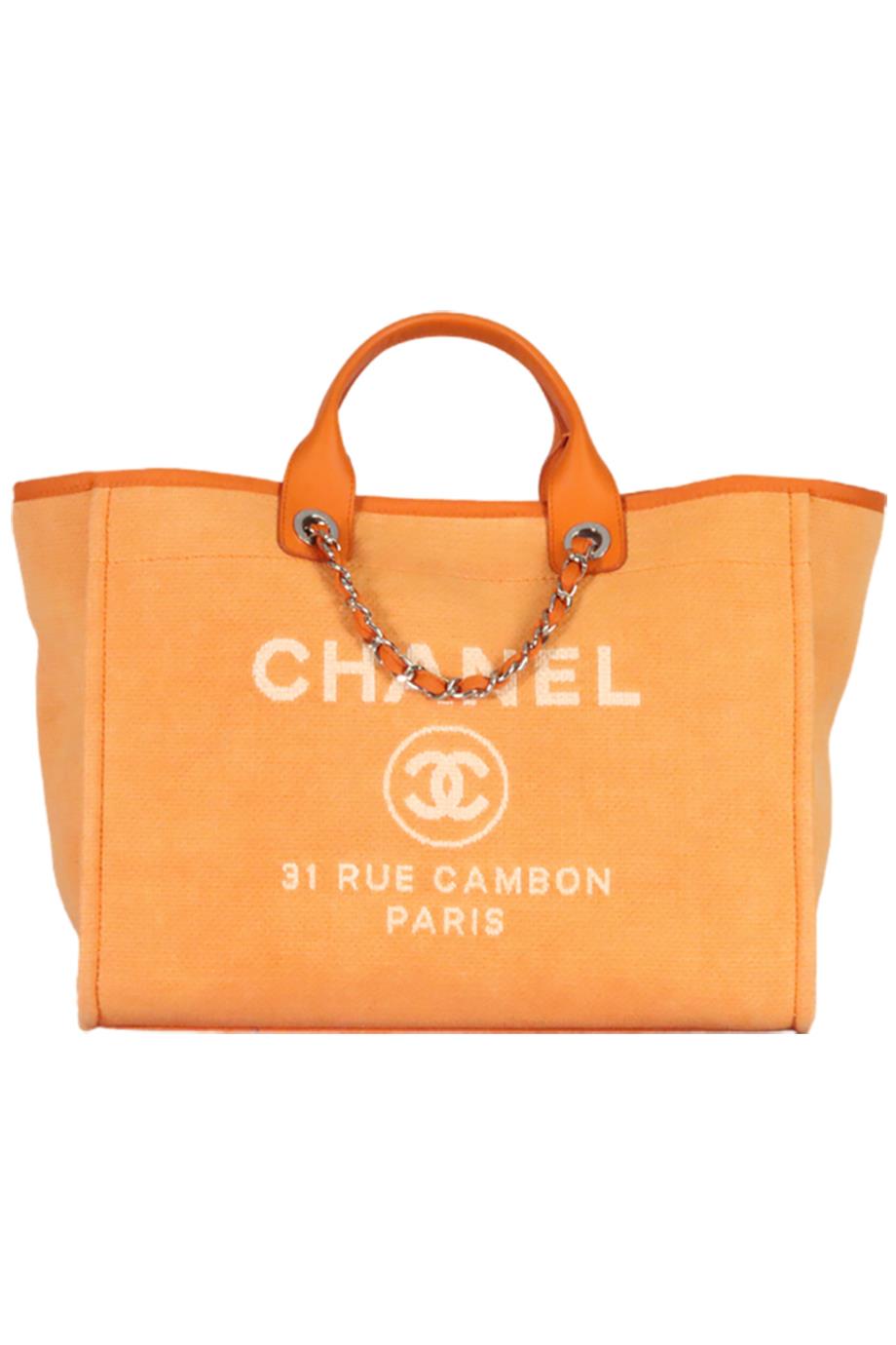 CHANEL 2015 DEAUVILLE MEDIUM CANVAS AND LEATHER TOTE BAG