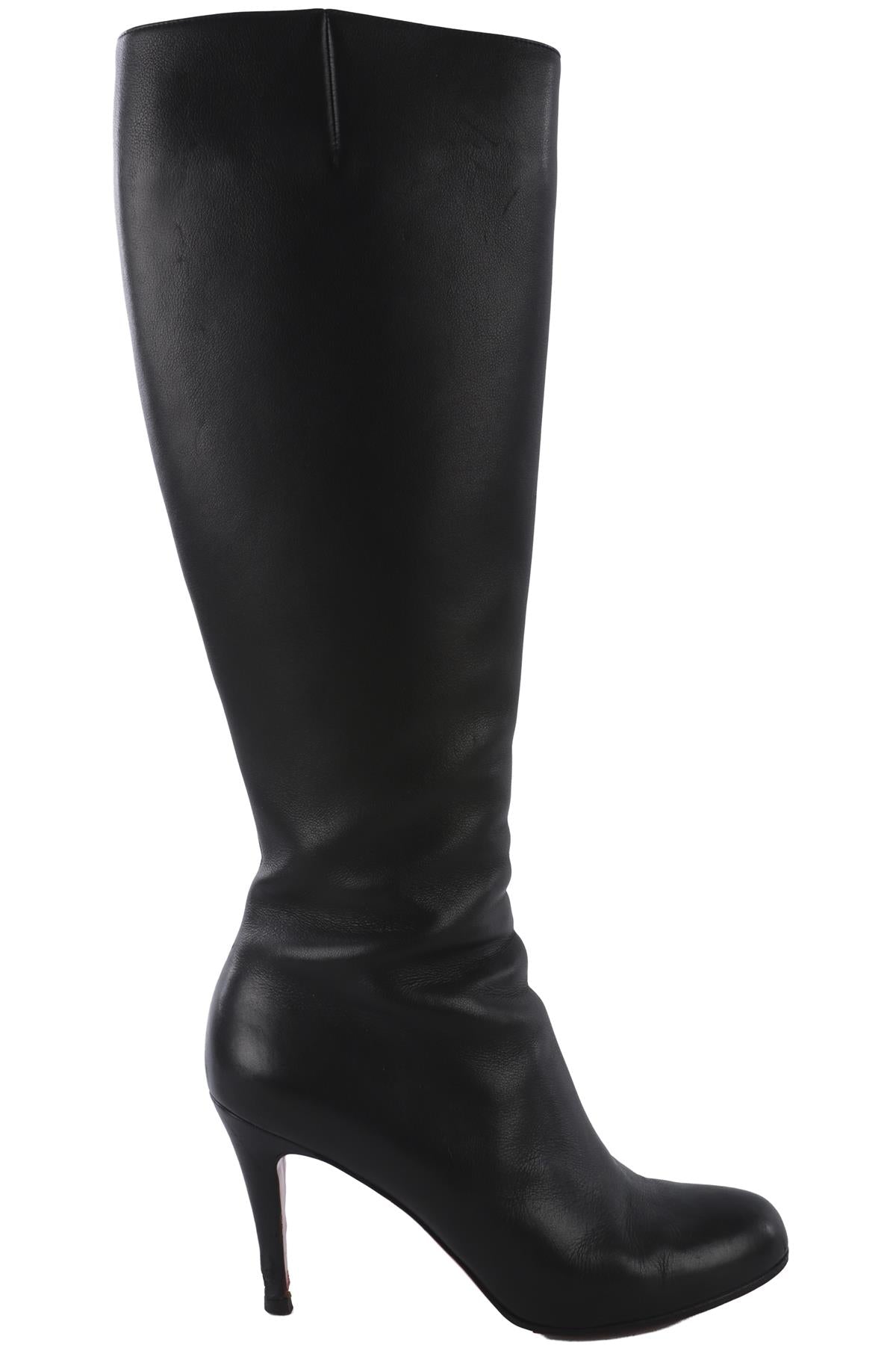 BLACK LEATHER KNEE HIGH BOOTS
