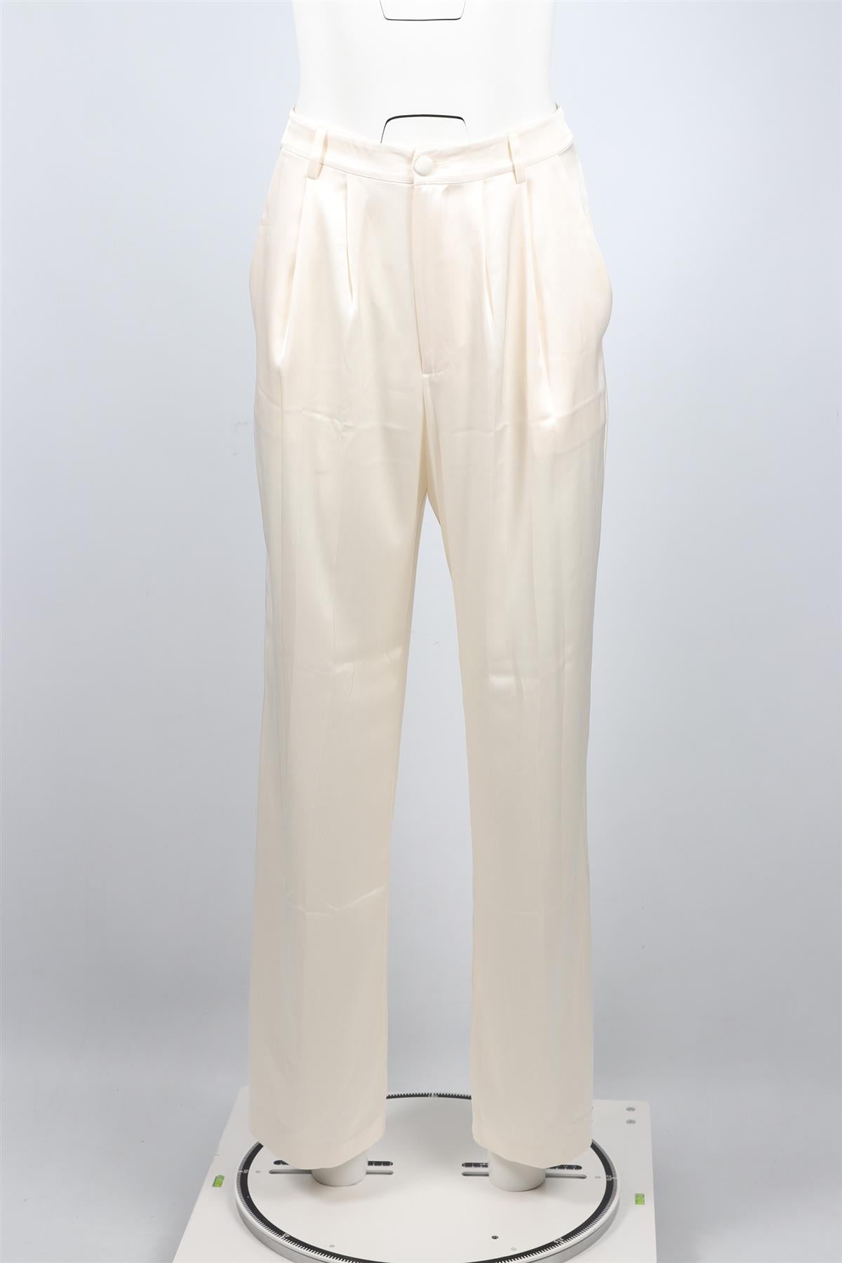 REFORMATION CREAM SATIN WIDE LEG PANTS US 2 UK 6