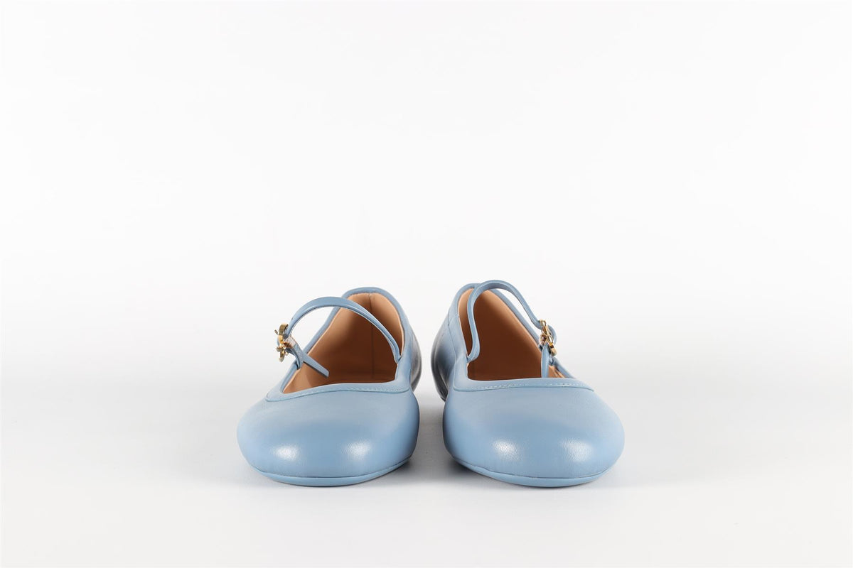 GIANVITO ROSSI BLUE LEATHER BALLET FLATS EU 38 UK 5 US 8