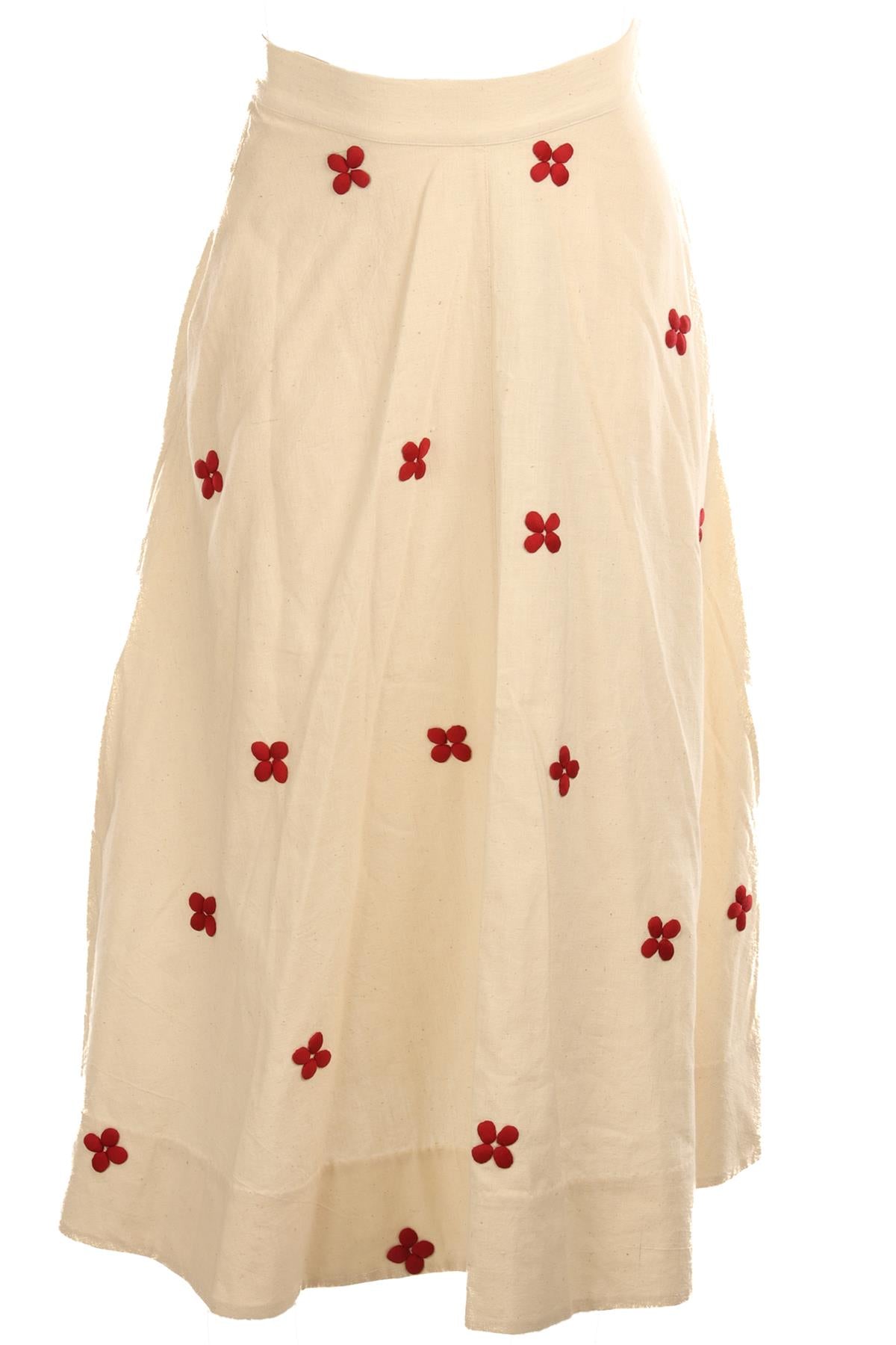 CARON CALLAHAN CREAM COTTON MIDI SKIRT XSMALL