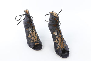 JIMMY CHOO NAVY SATIN SANDALS EU 37.5 UK 4.5 US 7.5
