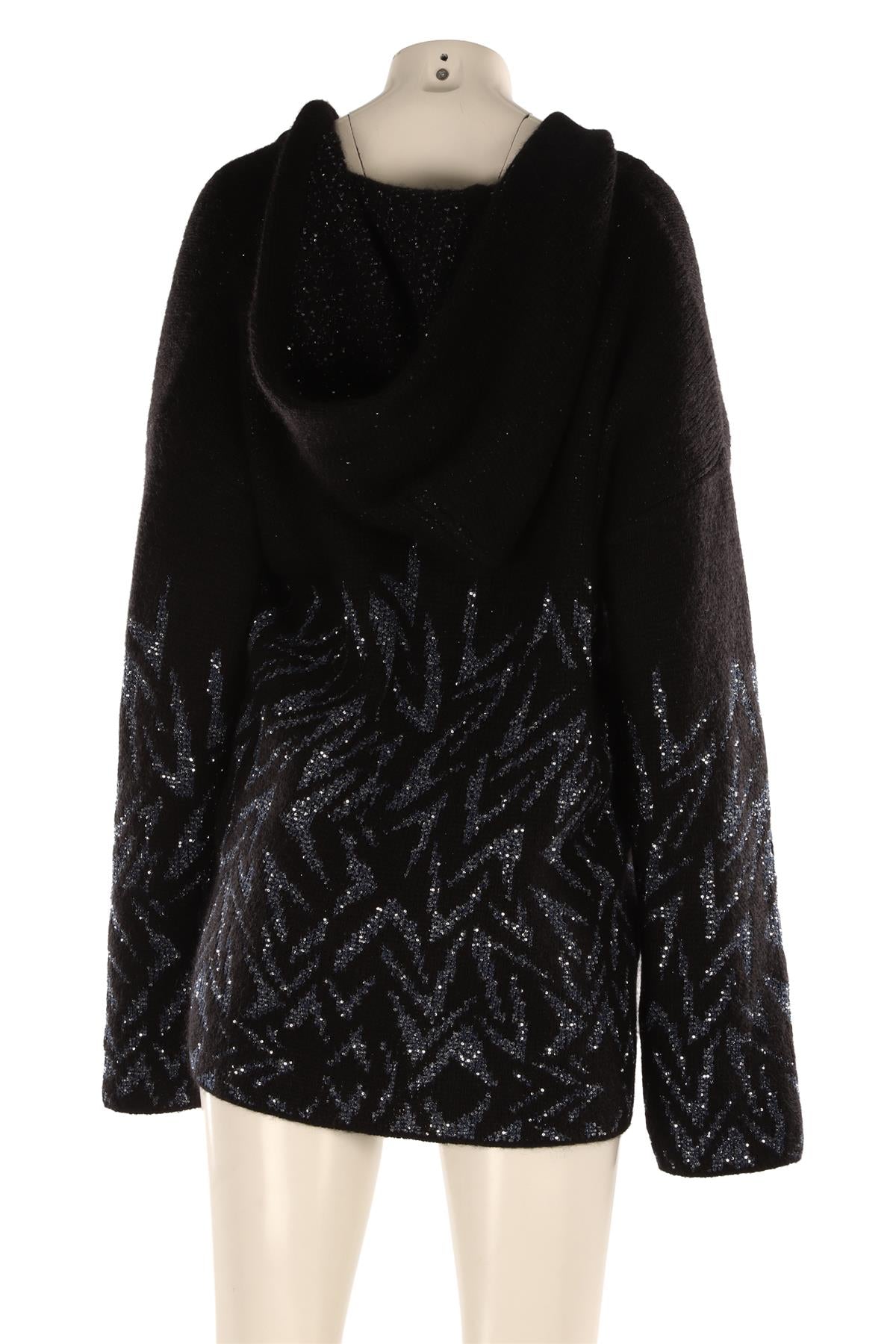 SAINT LAURENT BLACK WOOL HOODIE SMALL