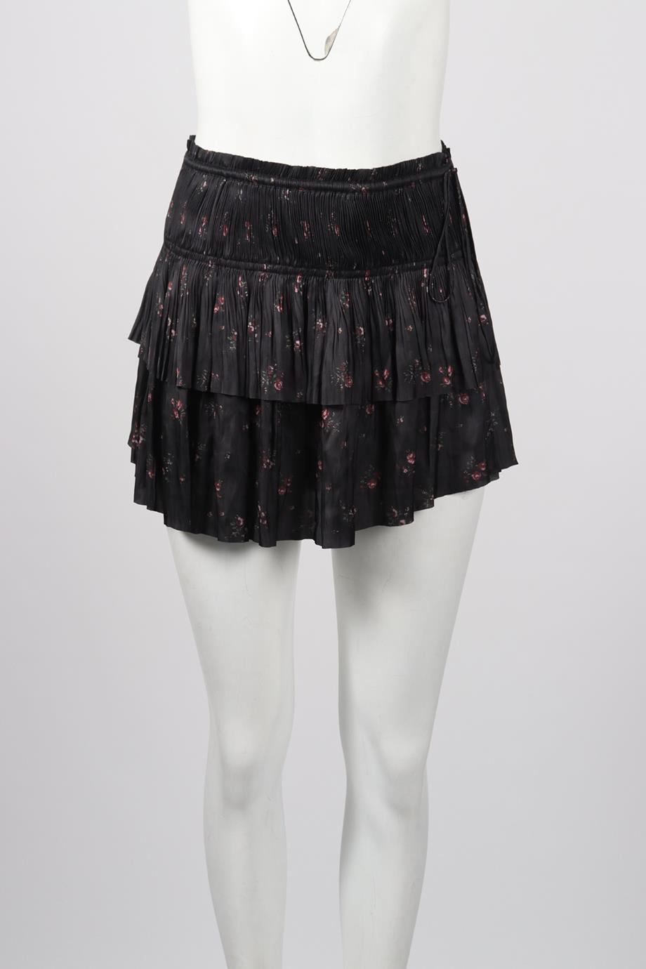 ULLA JOHNSON FLORAL PRINT SATIN MINI SKIRT US 0 UK 4
