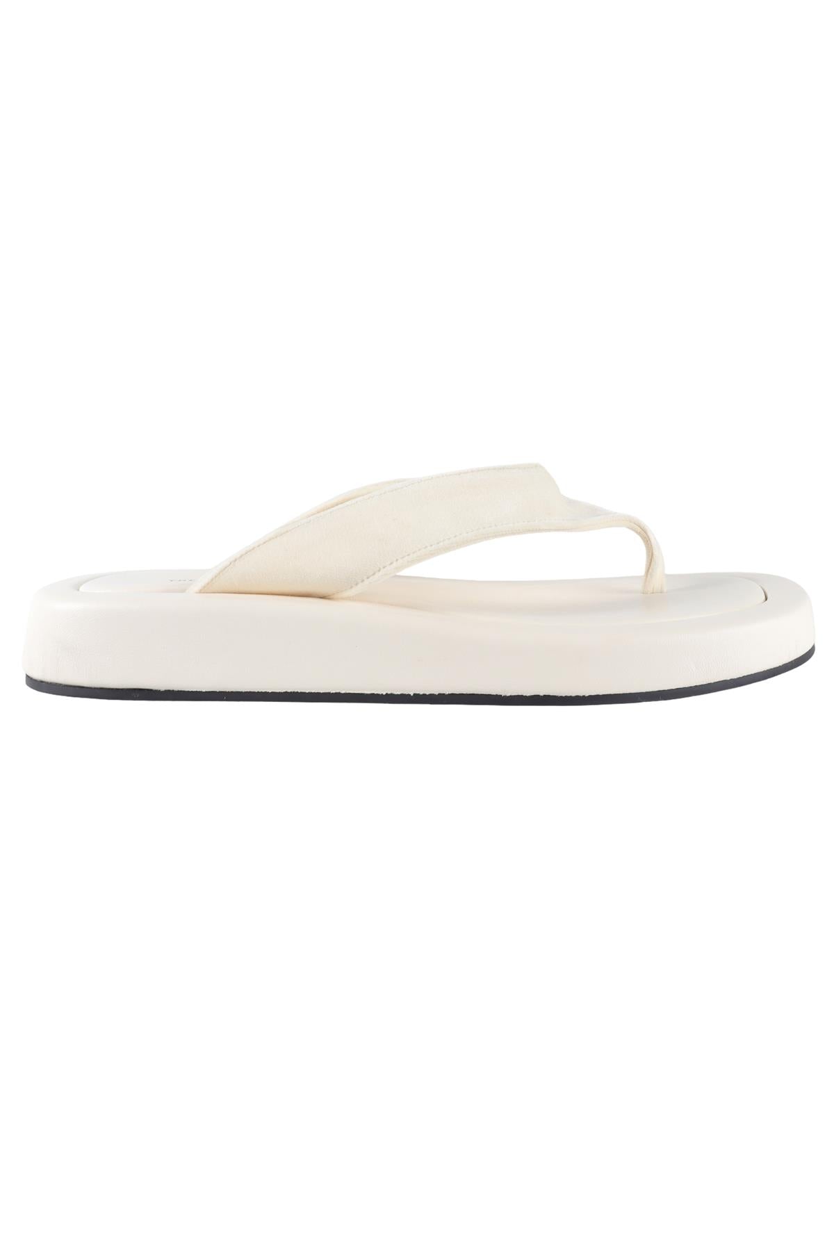 THE ROW WHITE GINZA LEATHER FLIP FLOPS EU 39 UK 6 US 9
