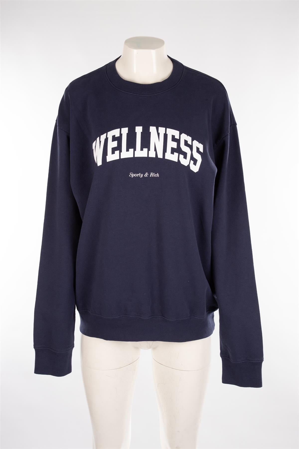 SPORTY & RICH NAVY COTTON SWEATSHIRT MEDIUM