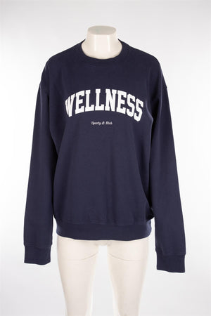 SPORTY & RICH NAVY COTTON SWEATSHIRT MEDIUM