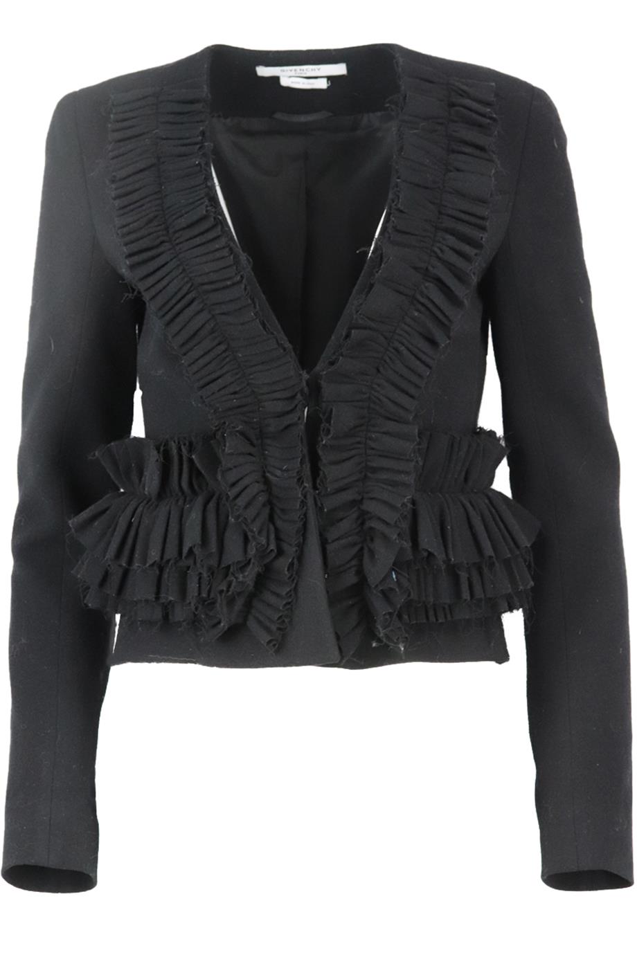 GIVENCHY RUFFLED WOOL BLEND JACKET FR 38 UK 10