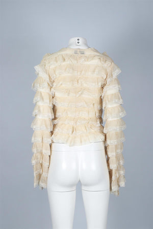 DOLCE & GABBANA CREAM LACE AND MESH CARDIGAN IT 40 UK 8