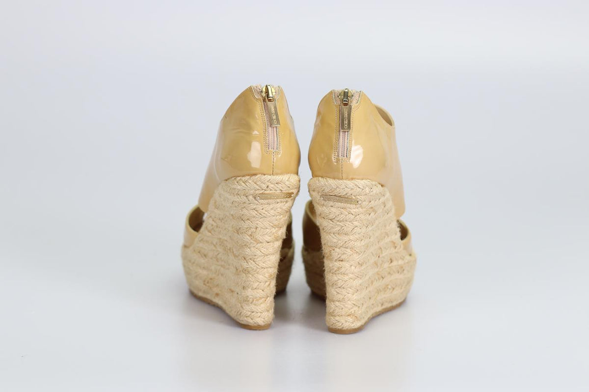 JIMMY CHOO PATENT LEATHER WEDGES ESPADRILLES EU 37 UK 4 US 7