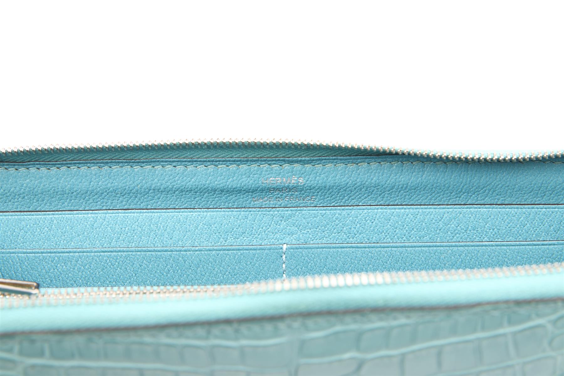 HERMÈS BLUE 2015 AZAP CLASSIC MATTE ALLIGATOR MISSISSIPPIENSIS WALLET