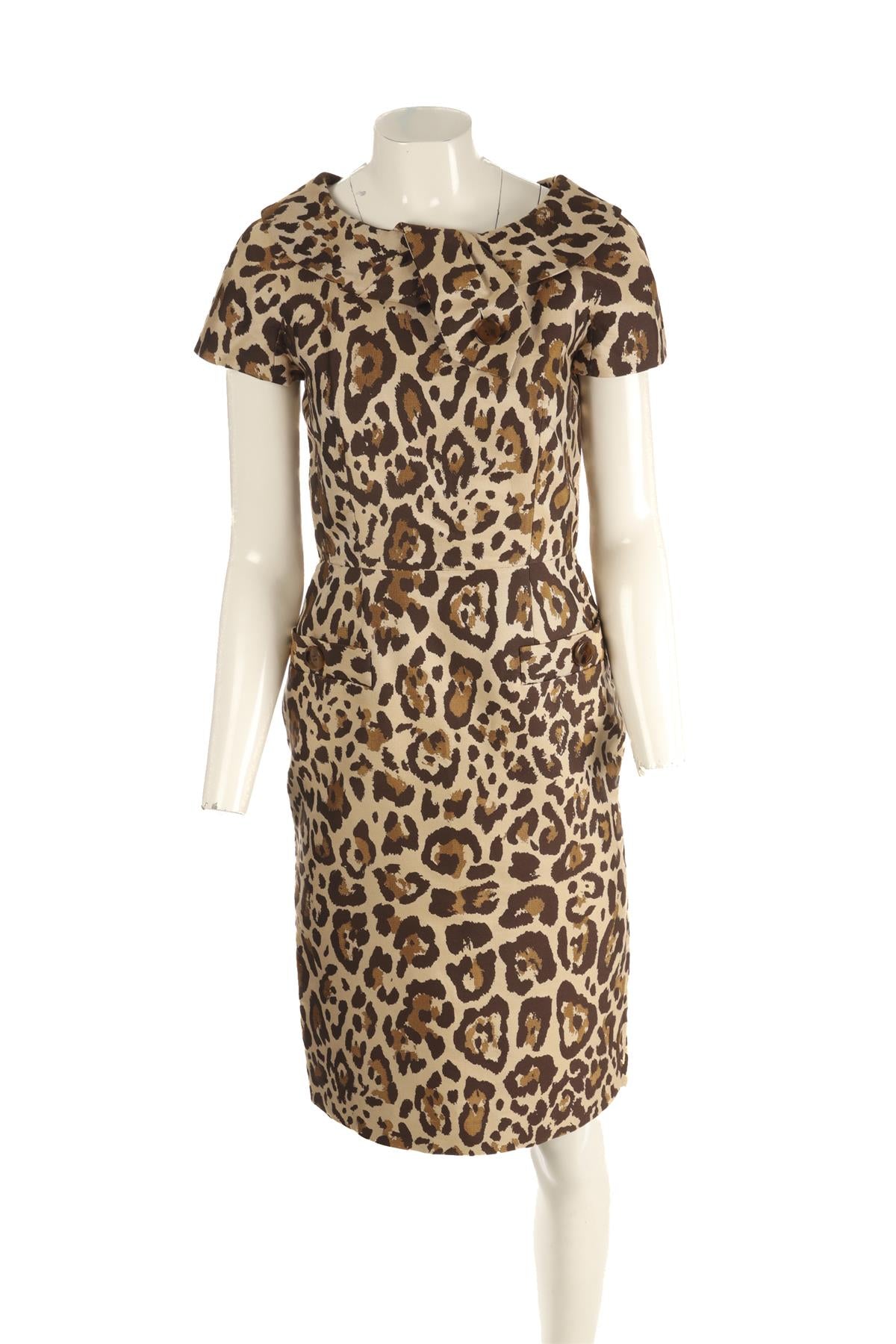 CHRISTIAN DIOR BROWN COTTON MIDI DRESS FR 40 UK 12