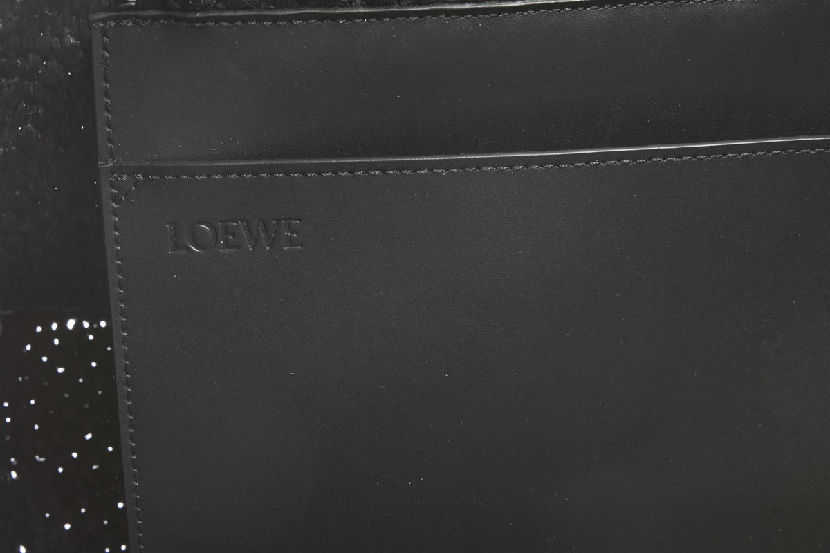 LOEWE BLACK LARGE RAFFIA TOTE BAG