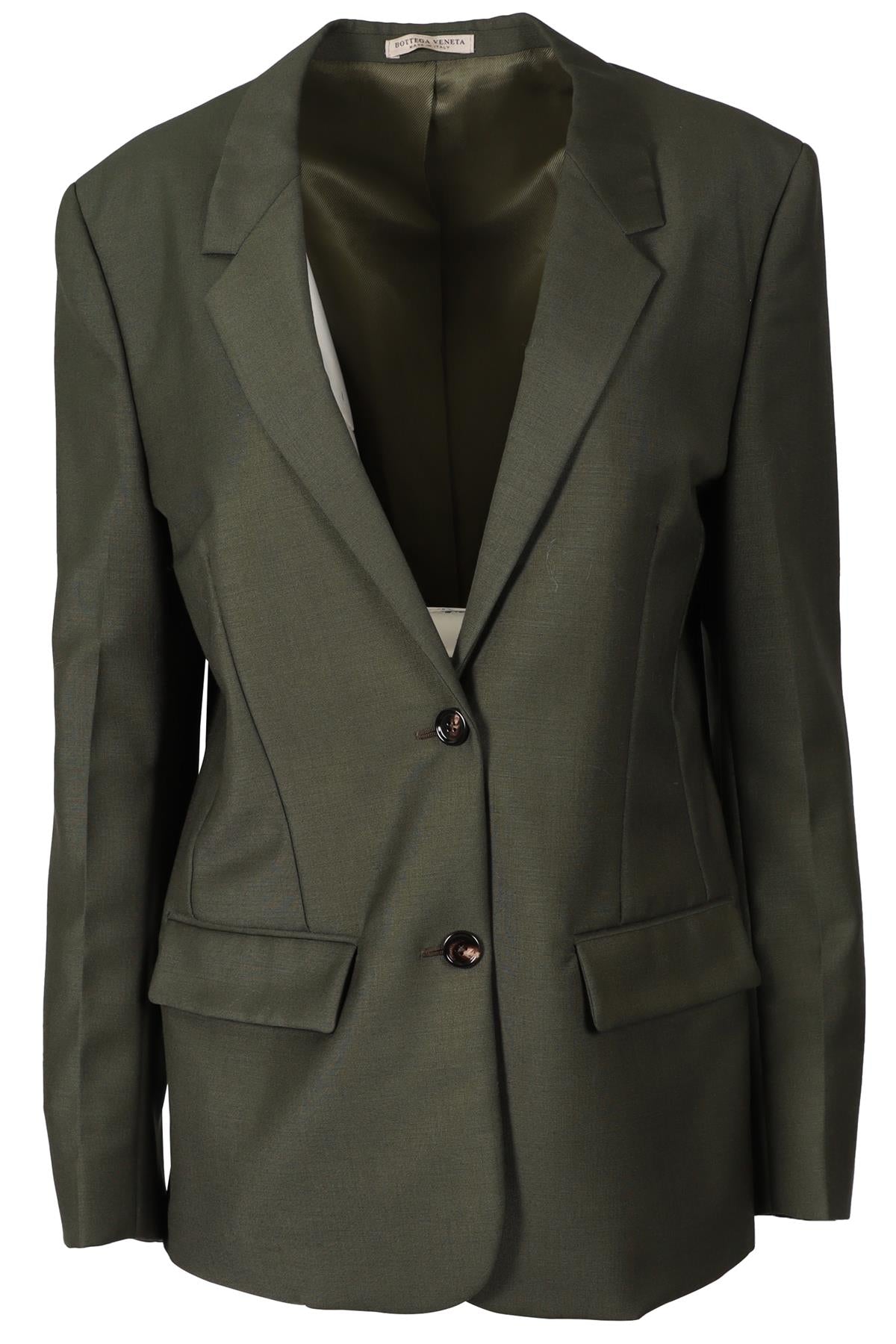 BOTTEGA VENETA GREEN WOOL BLEND BLAZER IT 42 UK 10