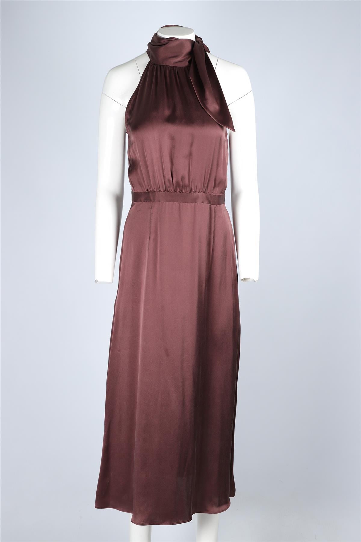 ZIMMERMANN BROWN SILK MAXI DRESS UK 10