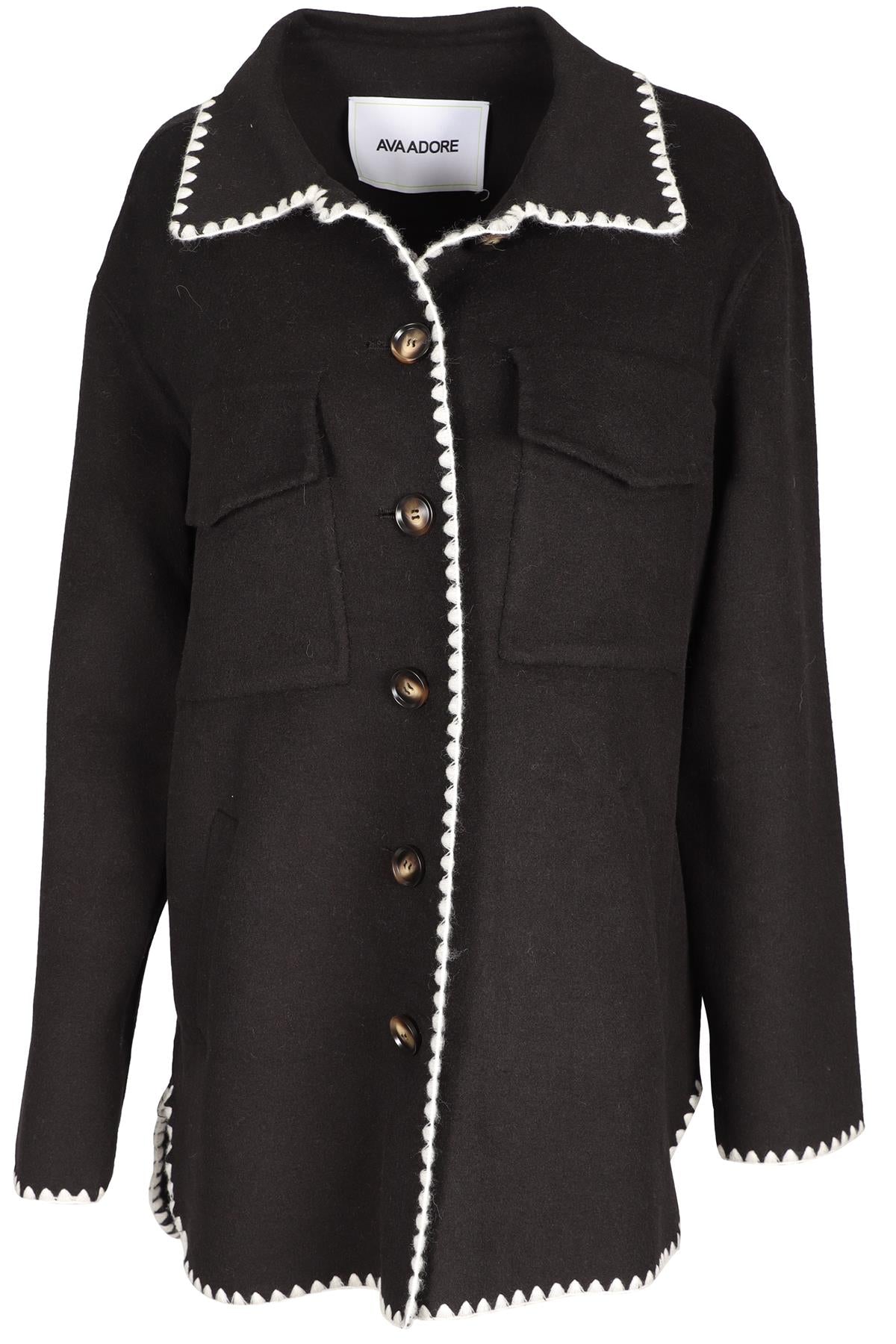AVA ADORE BLACK WOOL JACKET IT 42 UK 10