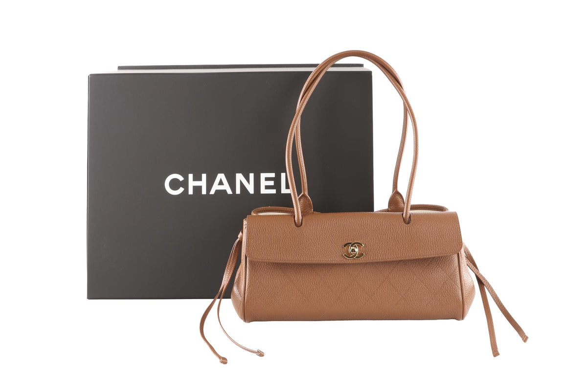 CHANEL BROWN 2026 SMALL SHOPPING BAG QUILTED LEATHER SHOULDER BAG