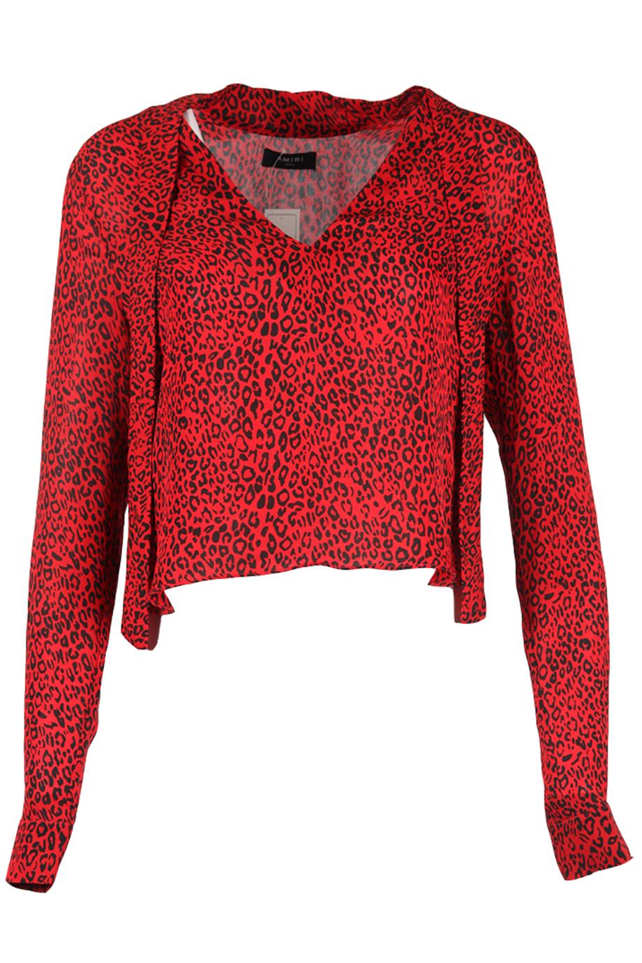 AMIRI LEOPARD PRINT SILK TOP SMALL