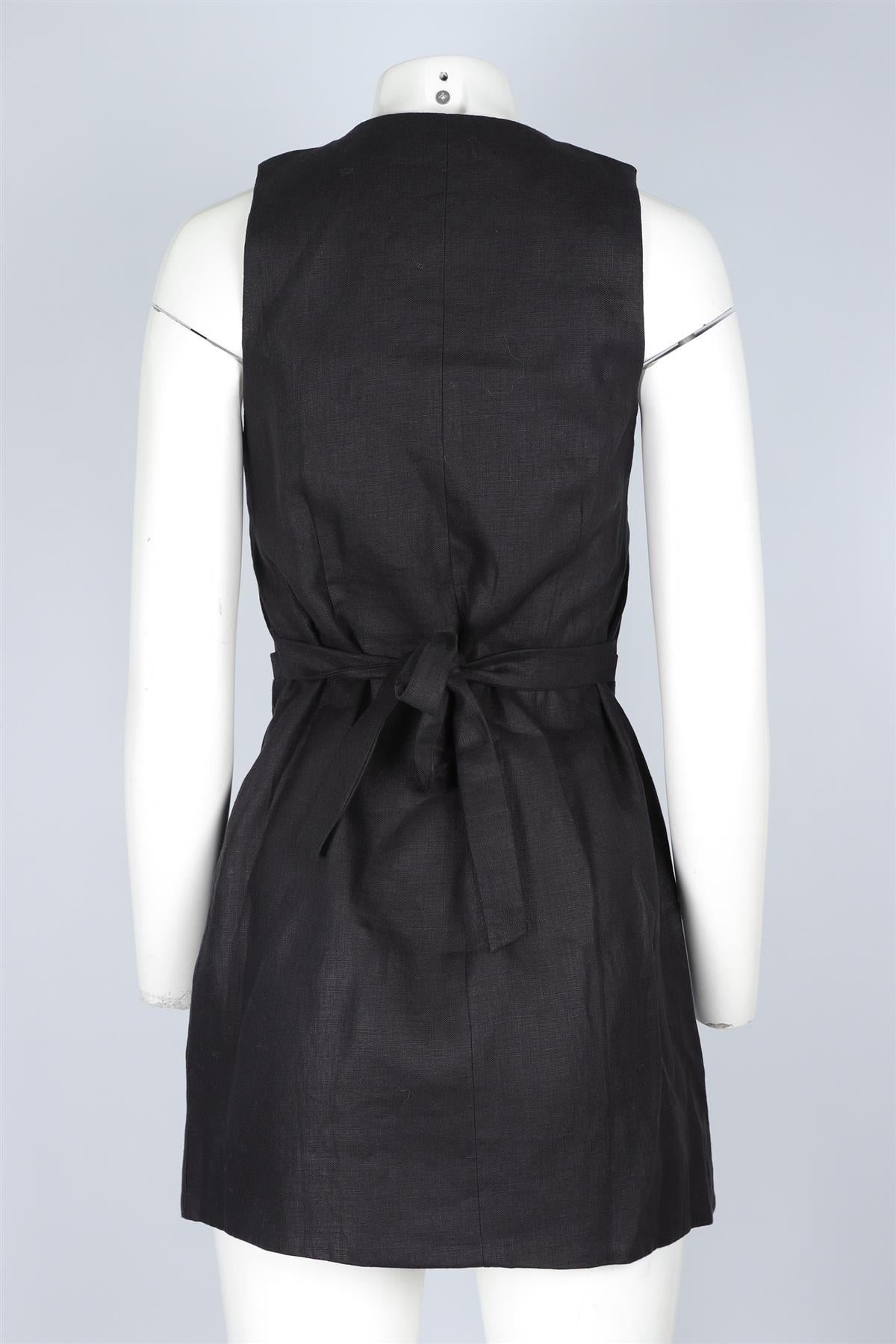 FAITHFUL THE BRAND BLACK LINEN DRESS UK 8