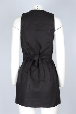 FAITHFUL THE BRAND BLACK LINEN DRESS UK 8
