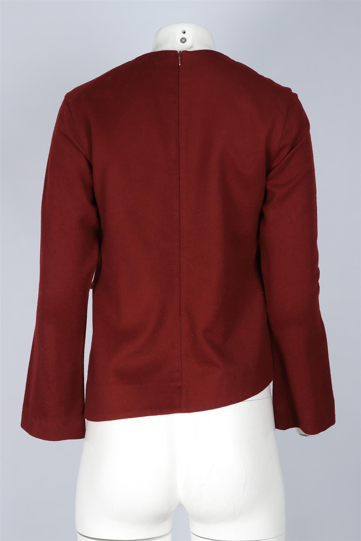 EUDON CHOI BURGANDY WOOL TOP IT 40 UK 8