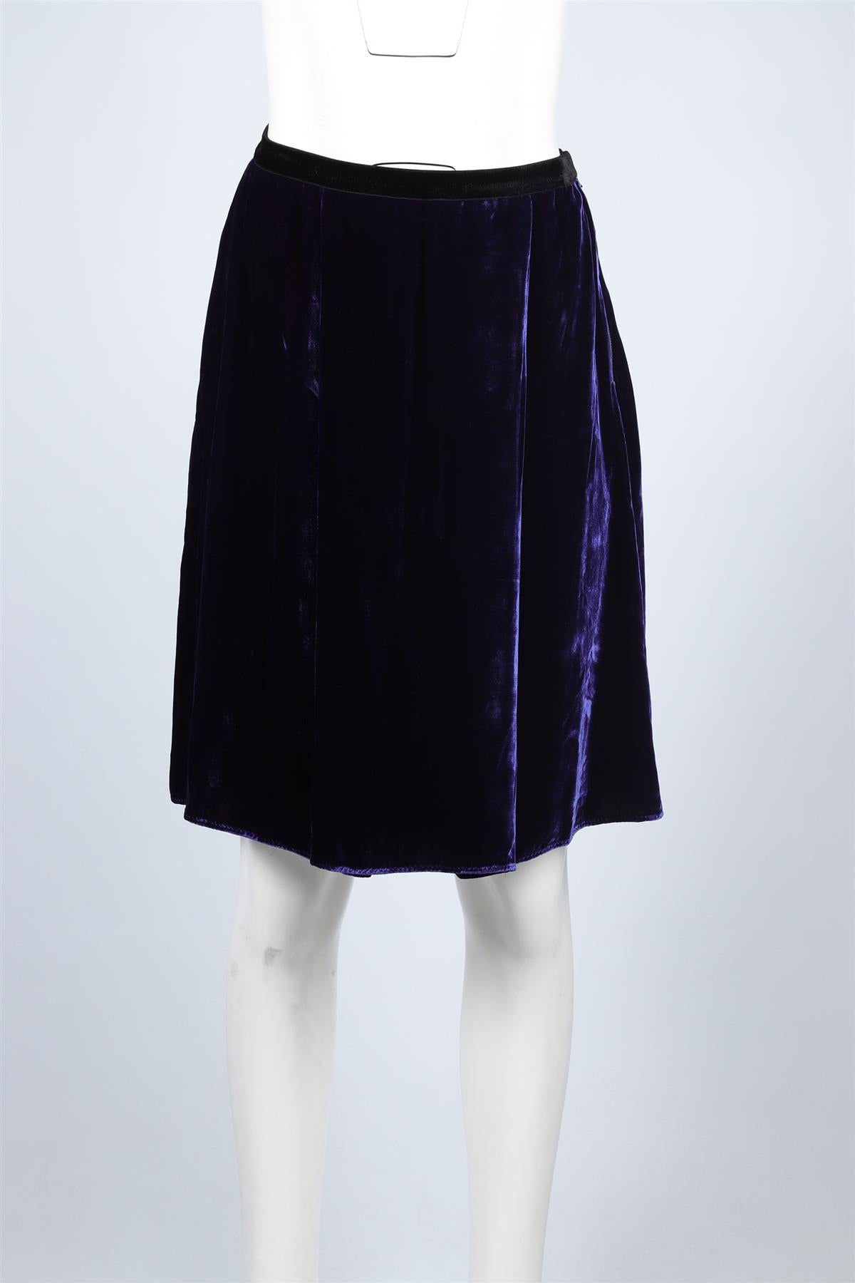 LANVIN BLUE 2006 VELVET SKIRT FR 40 UK 12