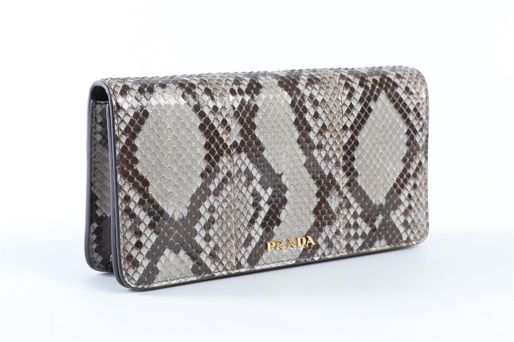 PRADA GREY PYTHON SHOULDER BAG