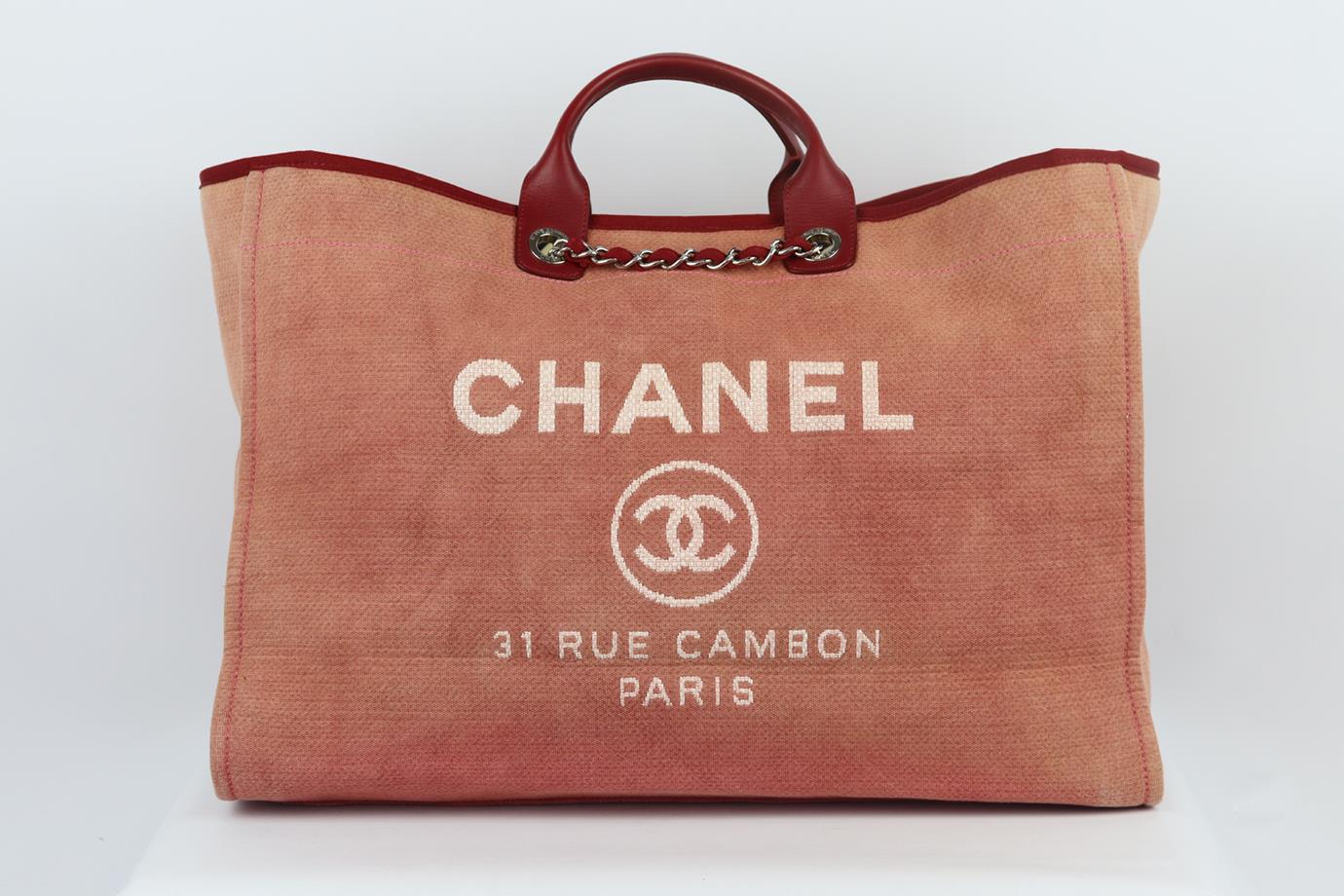 CHANEL 2012 DEAUVILLE EXTRA LARGE CANVAS AND LEATHER TOTE BAG