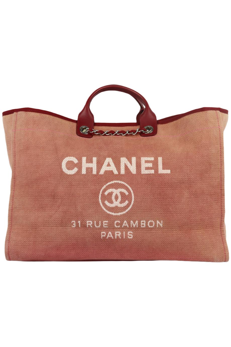 CHANEL 2012 DEAUVILLE EXTRA LARGE CANVAS AND LEATHER TOTE BAG