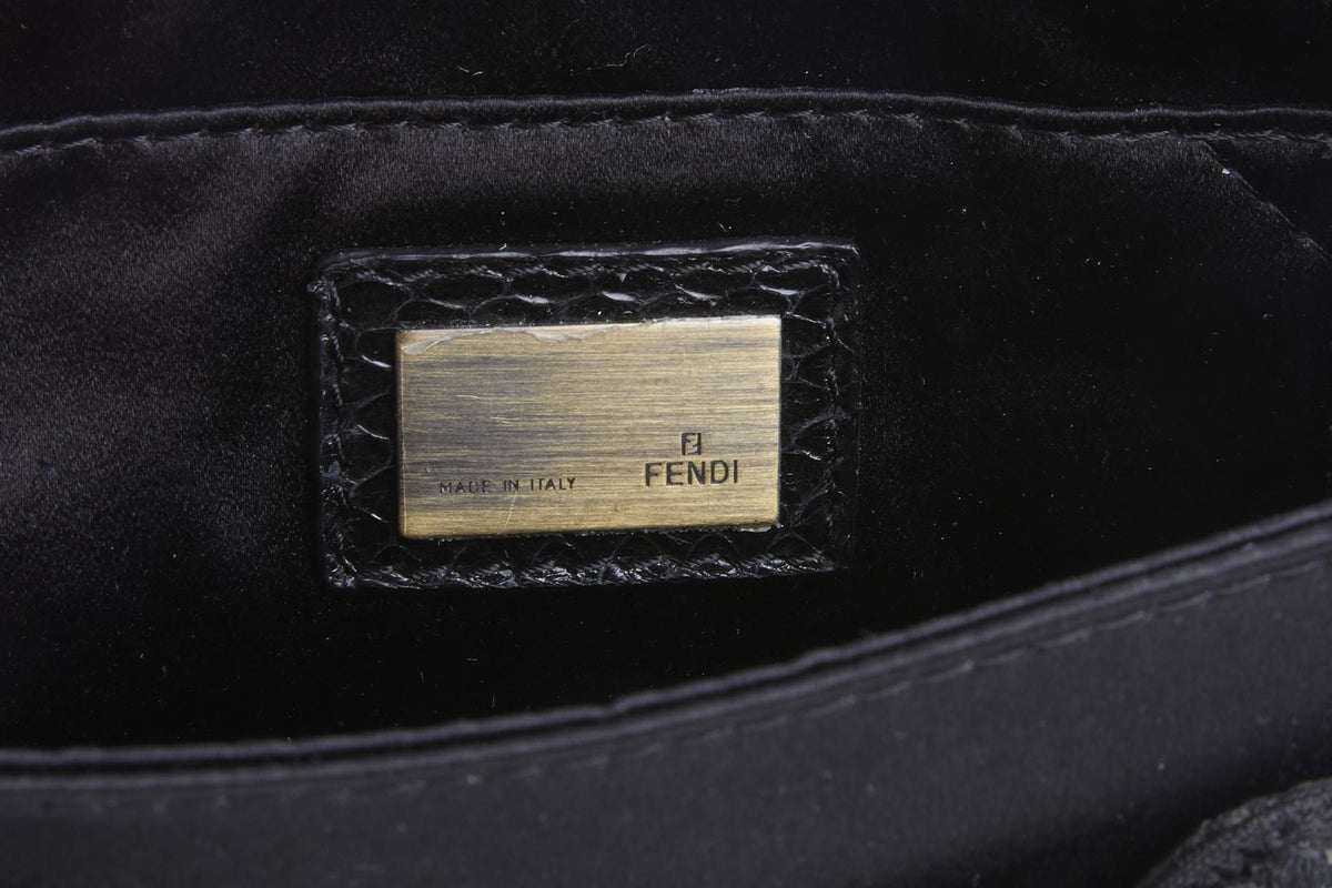 FENDI BLACK 2006 B BIS MINI SATIN CLUTCH