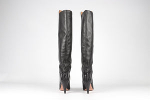 AQUAZZURA BLACK LEATHER KNEE HIGH BOOTS EU 39 UK 6 US 9