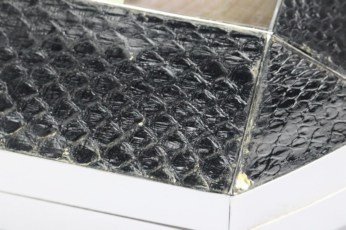 RAFÉ MOTHER OF PEARL AND SNAKE EFFECT LEATHER SILVER TONE CLUTCH