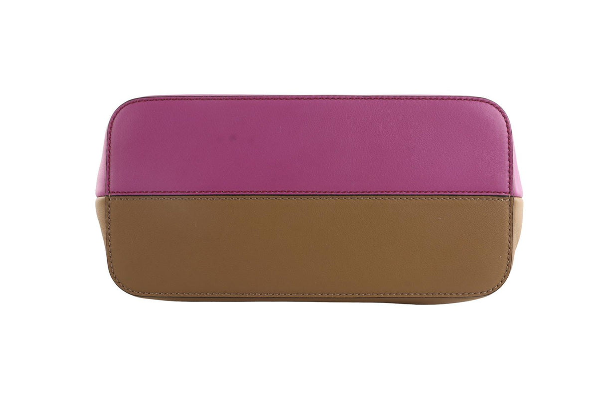 FENDI PINK PEEKABOO MINI BICOLOR LEATHER TOTE BAG