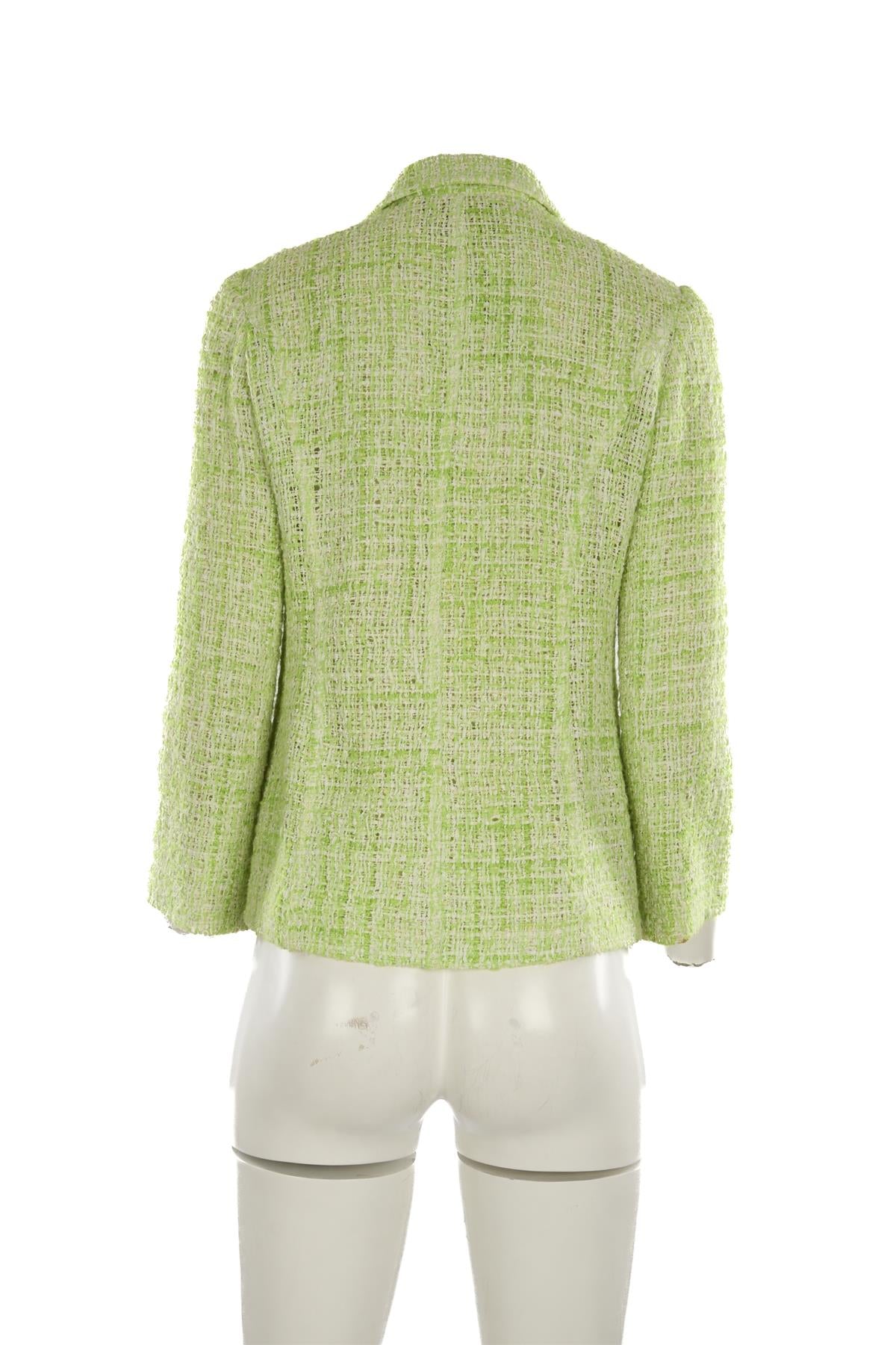CHRISTIAN LACROIX GREEN VINTAGE TWEED BLAZER UK 8