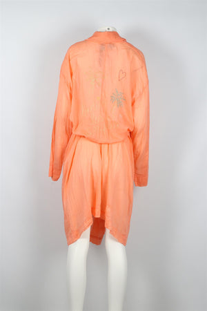 FORTE FORTE ORANGE BELTED COTTON ROBE US 0 UK 4