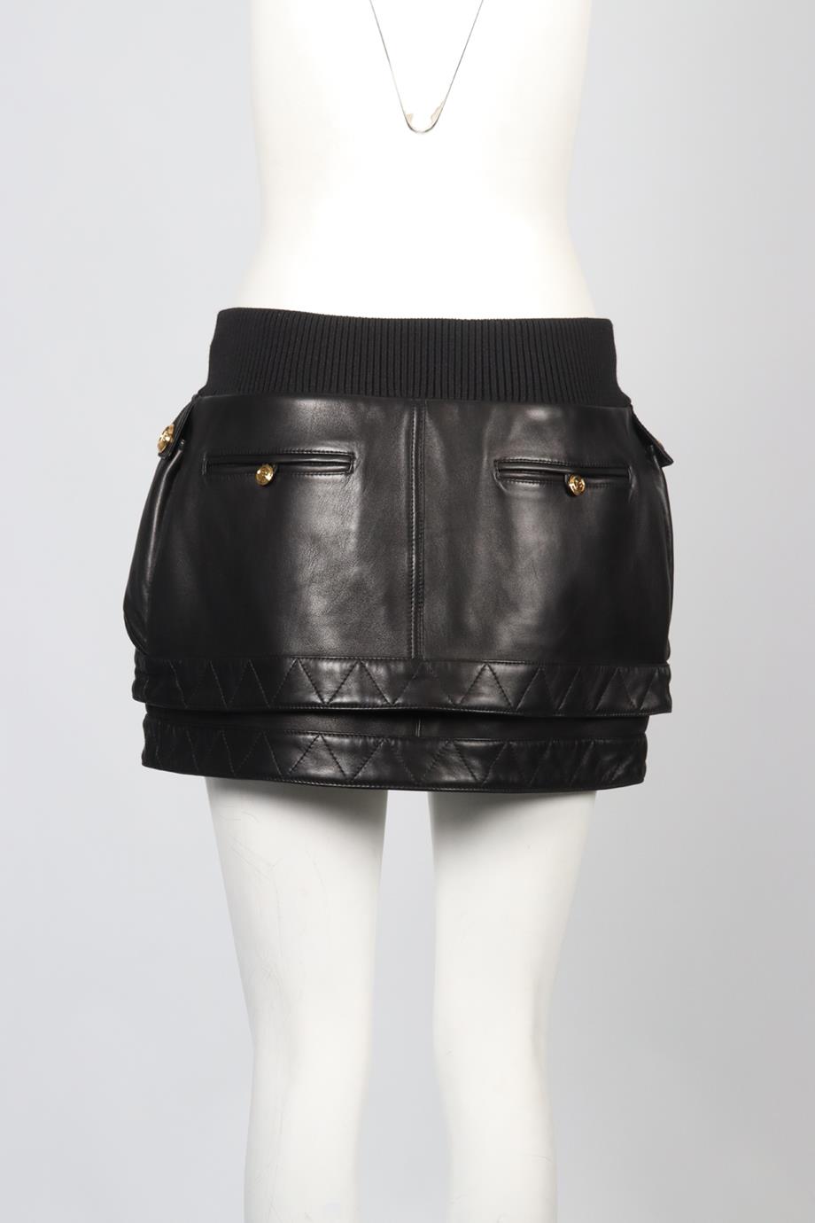BALMAIN LEATHER MINI SKIRT FR 38 UK 10