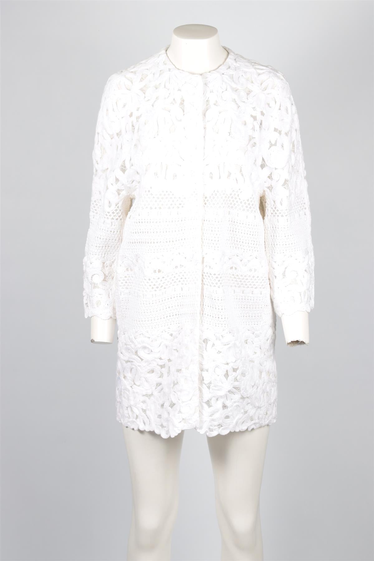 ERMANNO SCERVINO WHITE LACE COAT IT 44 UK 12