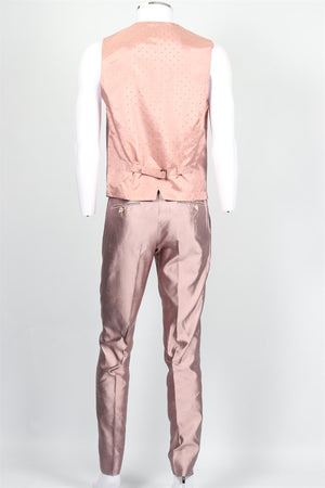 DOLCE & GABBANA PINK MEN'S SILK THREE PIECE SUIT IT 52 UK 42