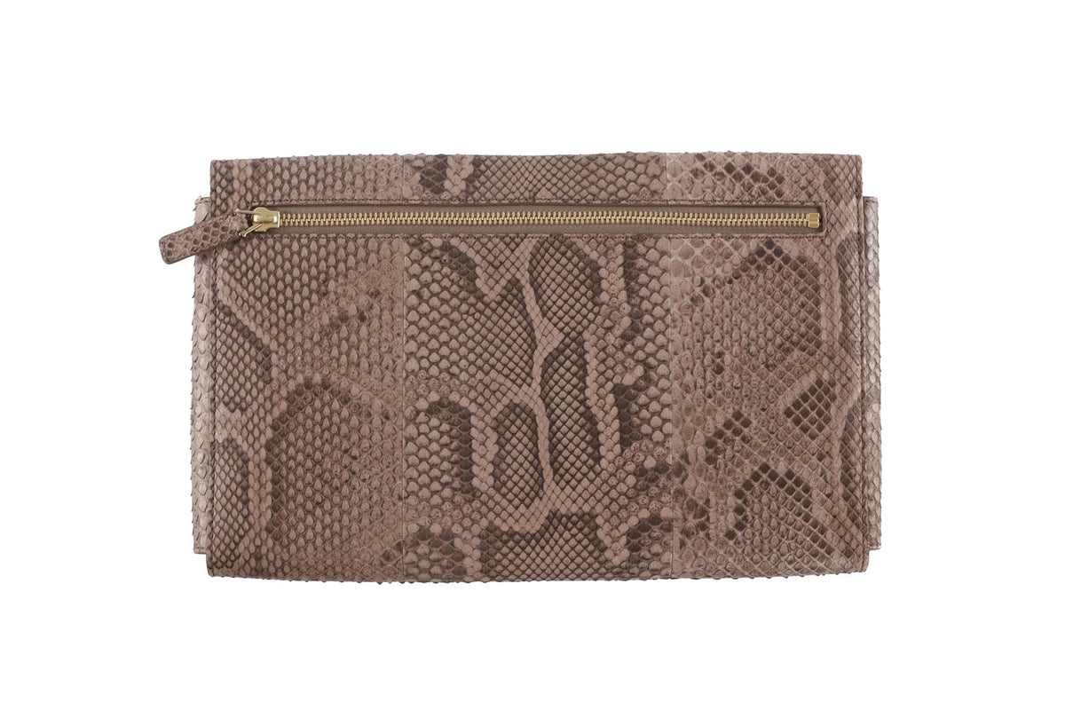 GIVENCHY TAUPE SHARK MEDIUM PYTHON CLUTCH