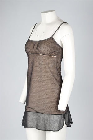 CHANEL GREY 2004 MESH MINI DRESS FR 36 UK 8