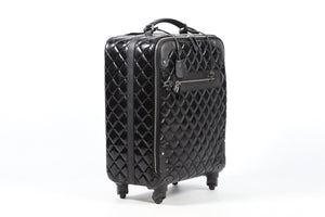 CHANEL BLACK 2015 37CM QUILTED PATENT LEATHER SUITCASE