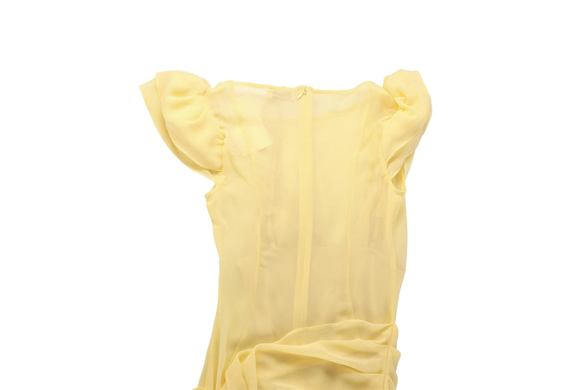DE LA VALI YELLOW SATIN MAXI DRESS UK 4