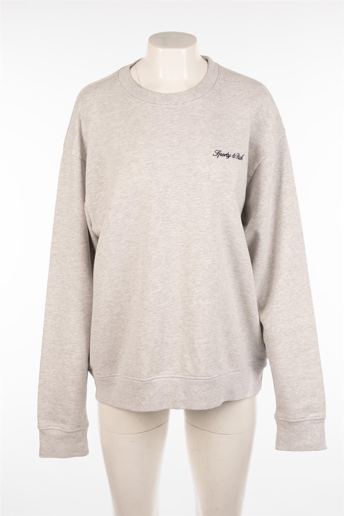 SPORTY & RICH GREY COTTON SWEATSHIRT MEDIUM
