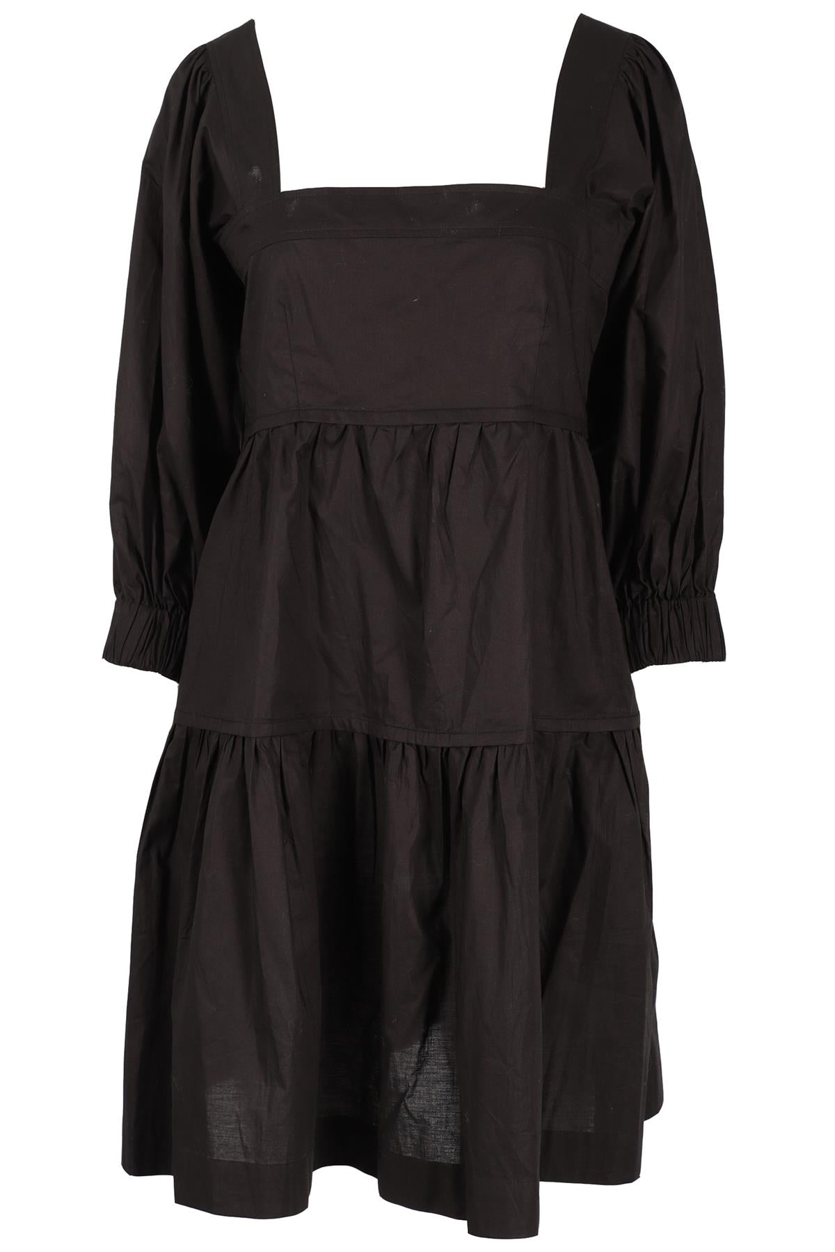 THREE GRACES BLACK COTTON MIDI DRESS UK 10