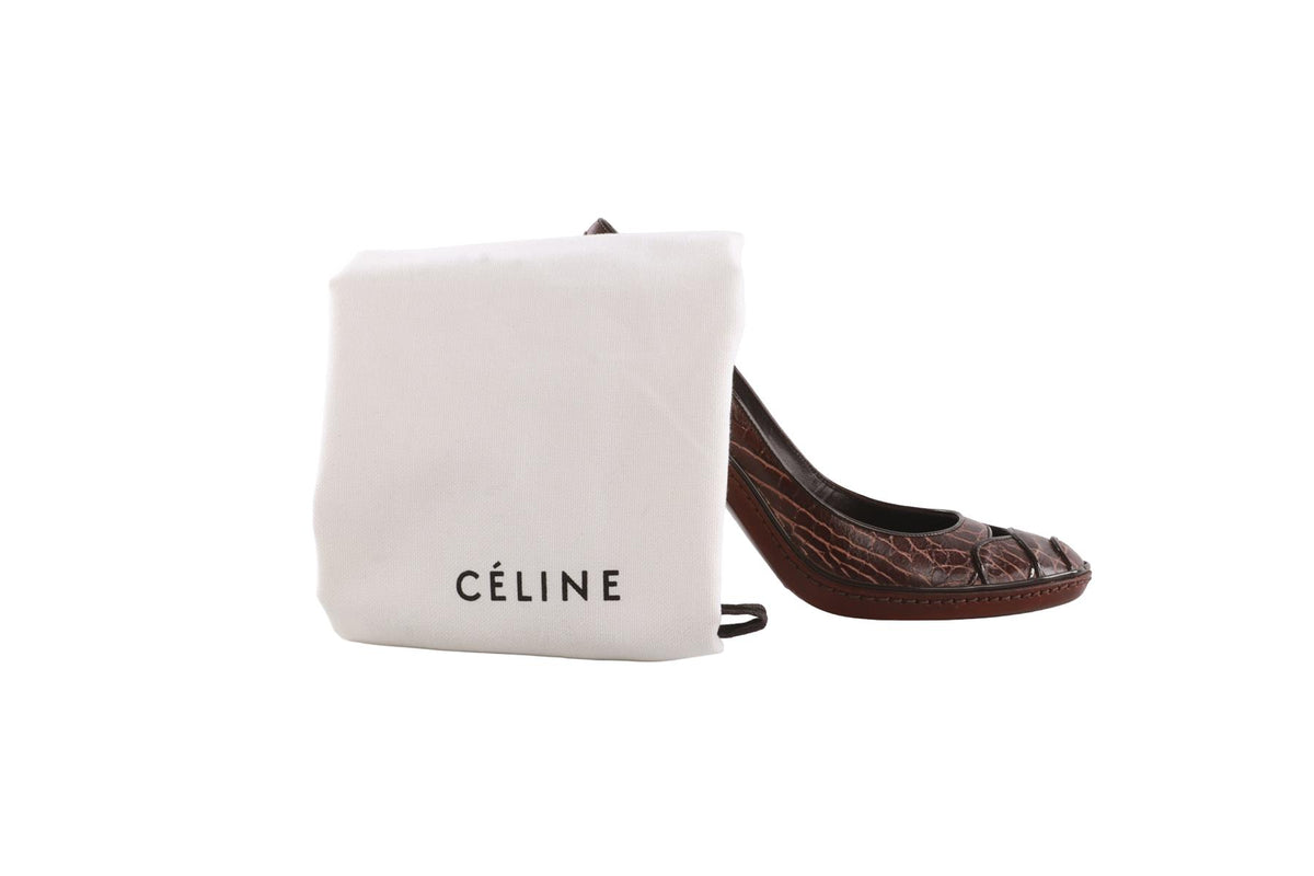 CELINE BROWN LEATHER PUMPS EU 38 UK 5 US 8