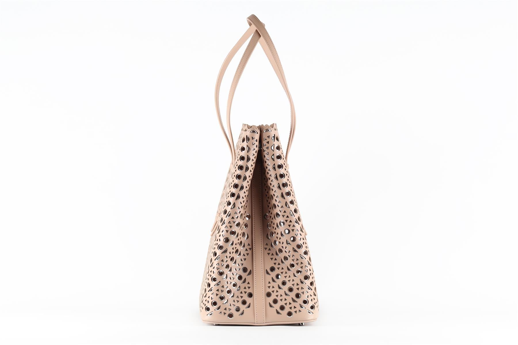 ALAÏA PINK MINA LEATHER TOTE BAG