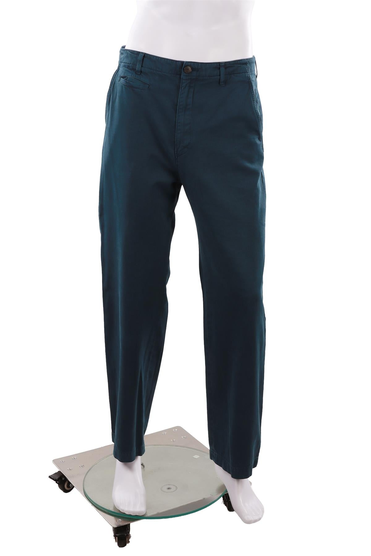 BLUE MEN'S COTTON STRAIGHT LEG PANTS